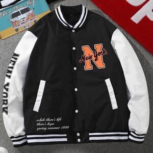 Shein Manfinity Men’s Oversized Letter Graphic Color Block Varsity Jacket